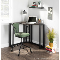 Lumisource OFD-CROMAN BKES Roman Industrial Corner Desk in Black Metal and Espresso Bamboo